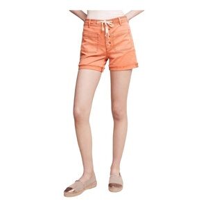 Anthropologie Chino Shorts Womens 26 Button Fly High Rise Peach Cotton Blend